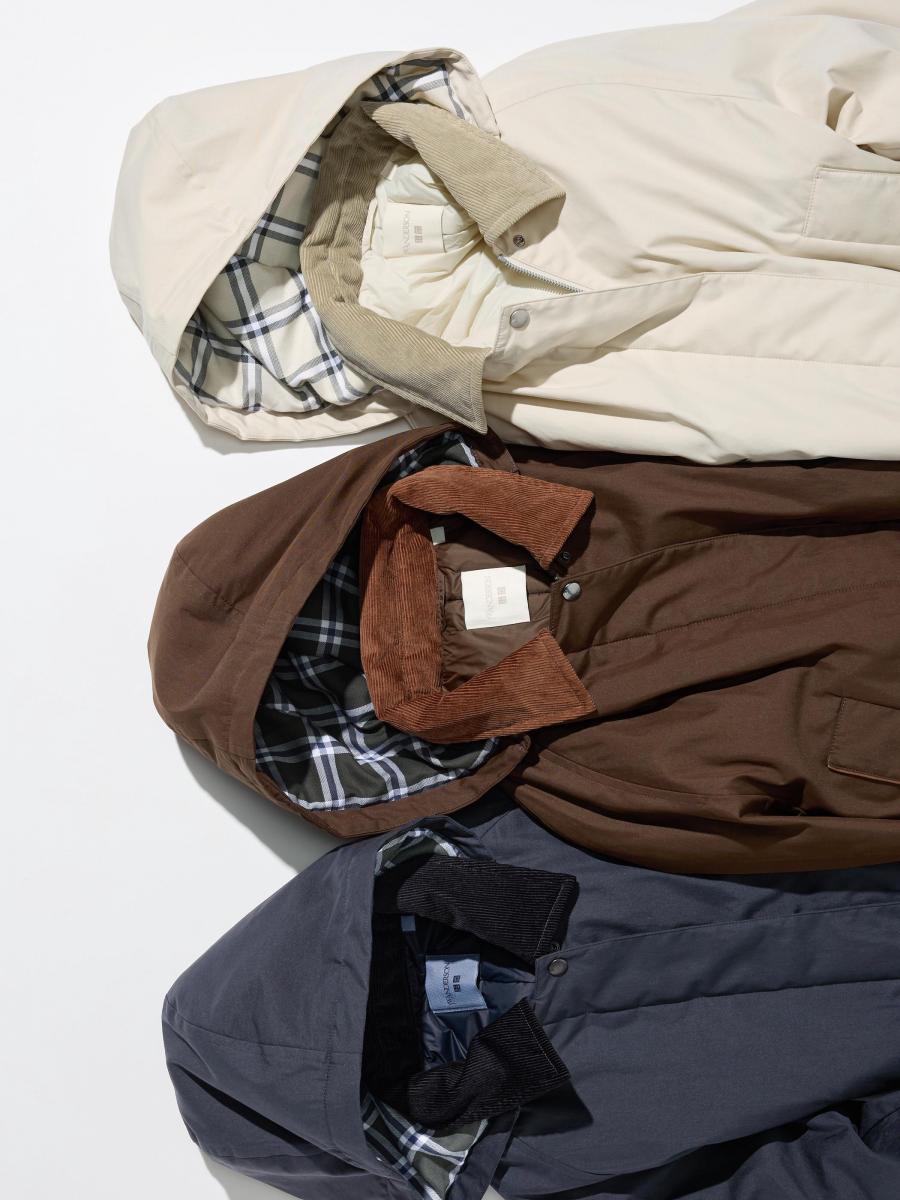 推出深棕、米白與深藍三色，皆屬百搭基調。整體外觀不僅保暖不厚重，更以極簡線條呈現俐落輪廓，是實穿與時髦兼具的秋冬首選。