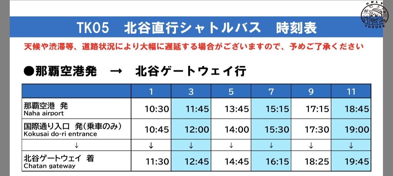 北谷門戶TK05時刻表