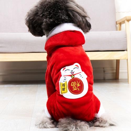 小狗狗新年衣服泰迪比熊四腳加厚唐裝小型犬過年冬天喜慶寵物冬裝