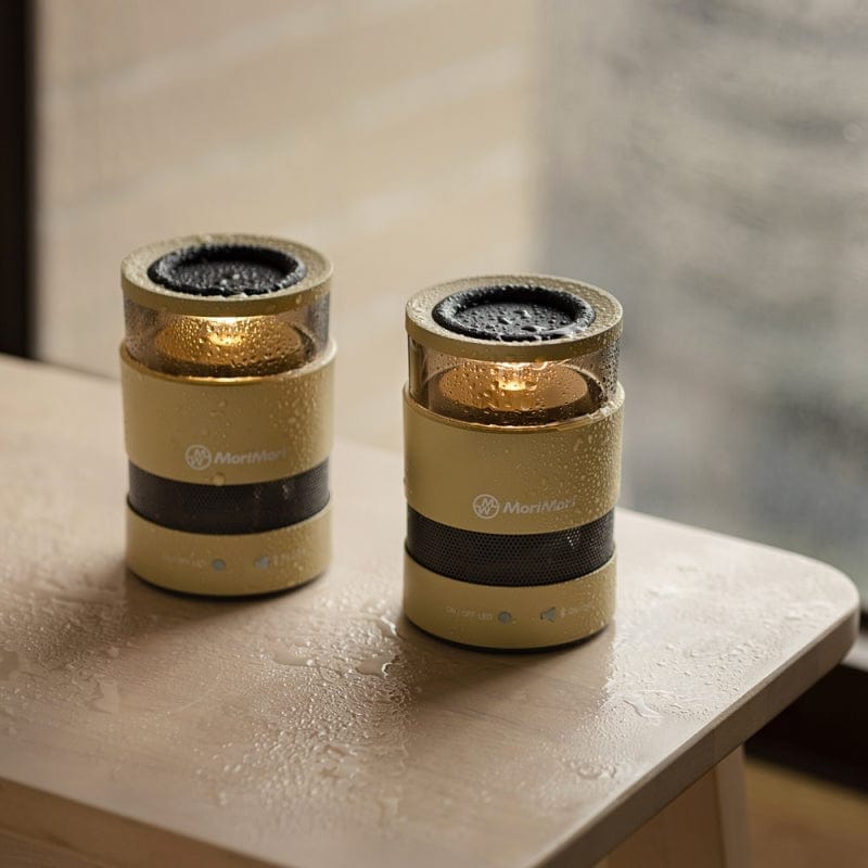 日本 LED W Speaker 戶外無線藍牙氛圍燈音響2入組 鎌倉灰