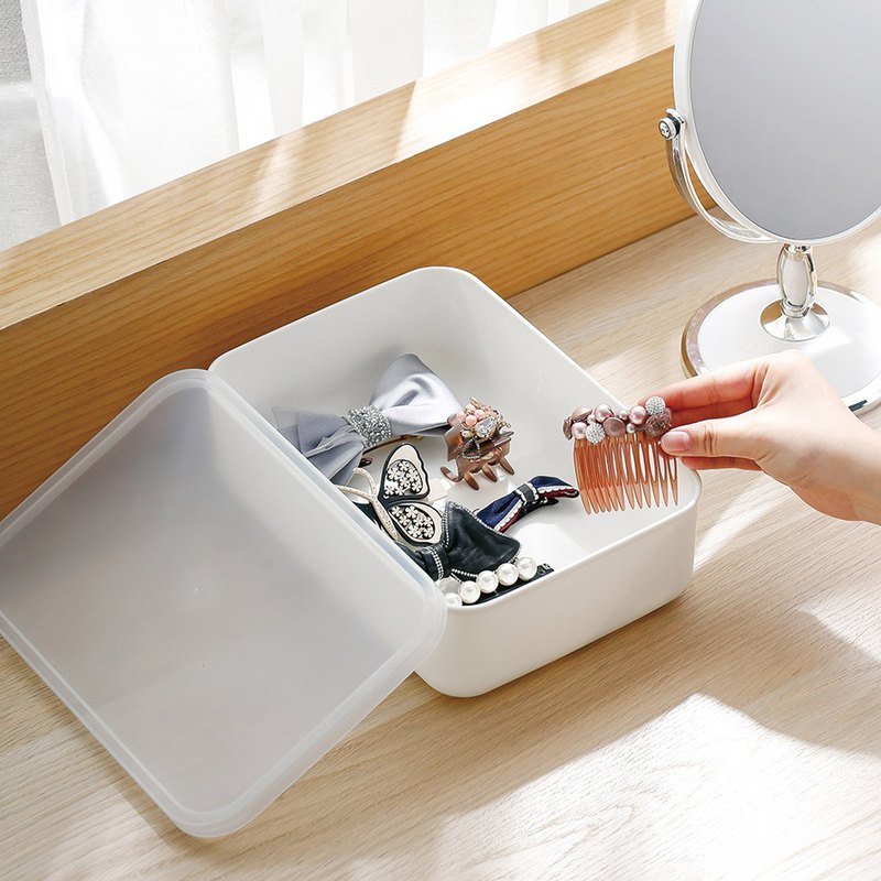 日本霜山 無印風霧面附蓋扁形收納盒-S-3入