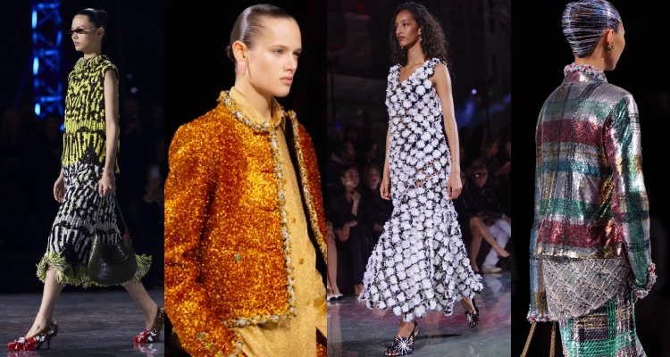 不愧是曾在前東家長期磨練、擅長玩轉各種異材質的Matthieu Blazy，本季，他將這份專長發揮得淋漓盡致，甚至比上一季26春夏還要更精采迷人。Chanel 2026秋冬大秀中，材質涵蓋範圍極廣：從經典斜紋軟呢、羅紋針織、亮片珠繡，到合成纖維、金蔥線、矽膠與天然薄紗的混合交織…每一件單品，在在都展現出巧妙的材質層次感。其中，一款靈感源自1920年代左右的真絲針織面料，輕盈得就好比空氣一般，與斜紋軟呢相互交織，讓套裝的輕盈感被發揮至極致。