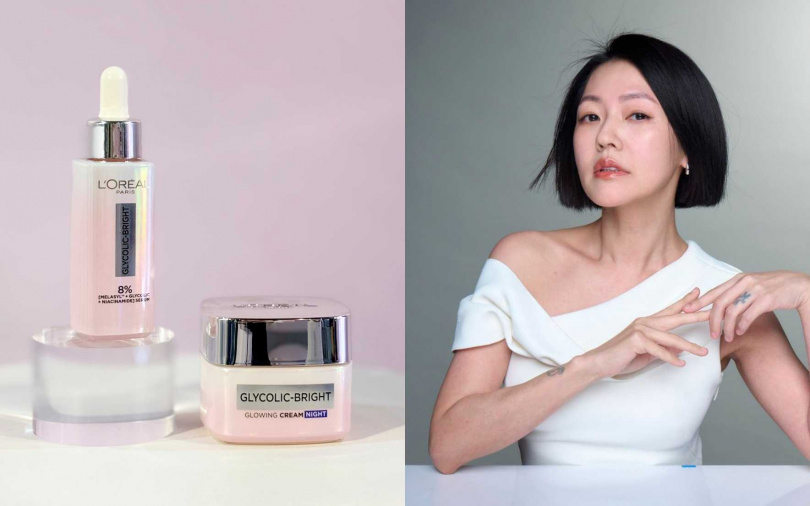 連小S也大推的亮白夢幻組，她說自己的私心愛用法是塗完淨亮小粉瓶後，用淨亮微晶霜厚敷再睡覺。（圖／品牌提供、吳雅鈴攝）