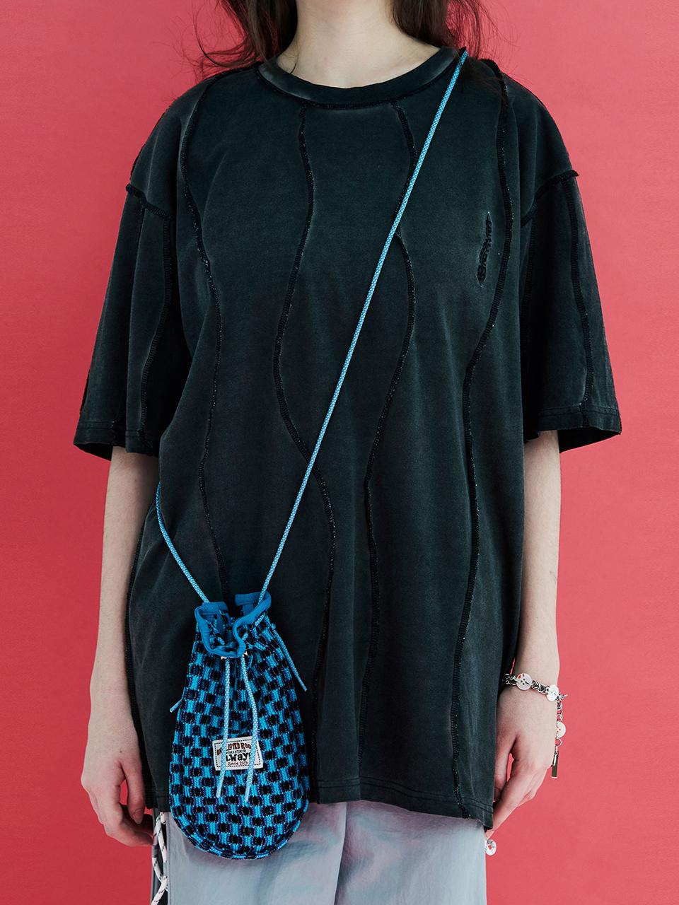 Mesh Knit String Bag_Blue