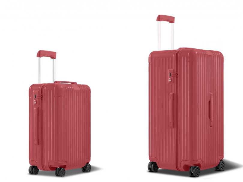 RIMOWA Essential 系列Cabin Granada 石榴紅行李箱／30,500元，Trunk Plus Granada 石榴紅行李箱／48,400元（圖／品牌提供）