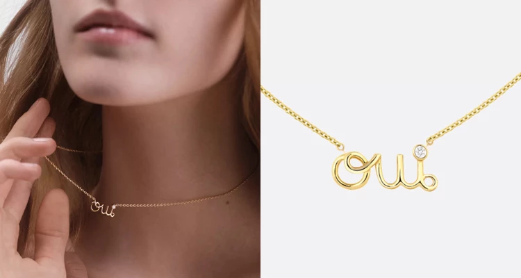 Dior（迪奧）這款項鍊，我覺得很適合喜歡「有故事感」珠寶的女生。18K黃金搭配約0.03克拉鑽石，以「Dioramour」系列標誌性的弧形線條交織出優雅圖案，象徵「我願意」的法文口語「O、U、I」字母上方再點綴鑽石，就像把一句溫柔的承諾藏在設計裡；而且鍊長可以調整，日常穿搭也很好搭。（商品價格約：NTD 72,500）