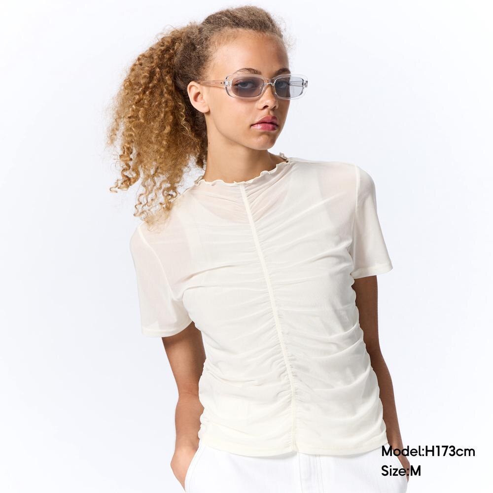 透膚抓皺T恤(短袖)Q