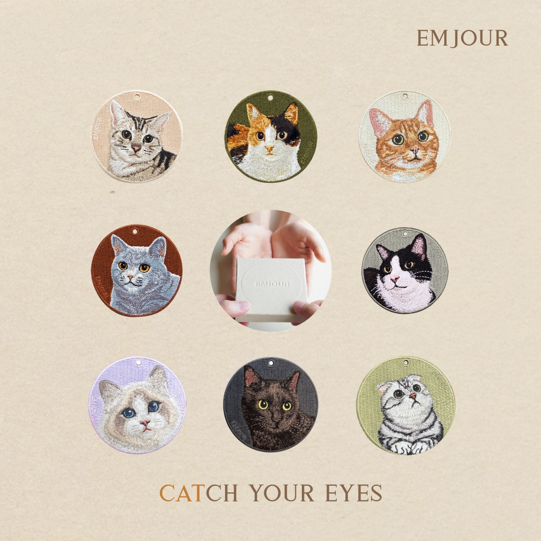 這份禮物由你決定【EMJOUR】雙面刺繡吊飾禮盒 - 10款貓咪任選含禮物盒美短/橘貓/布偶/黑貓/加菲/三花/暹羅/緬因/白底虎斑/折耳