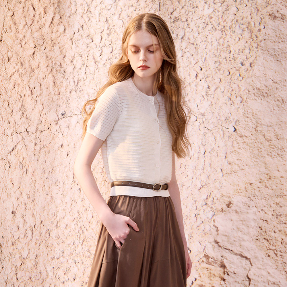 圓領短袖針織外套