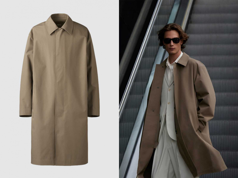 UNIQLO : C 男裝 BLOCKTECH防風雨單排釦大衣／3,990元。（圖／品牌提供）