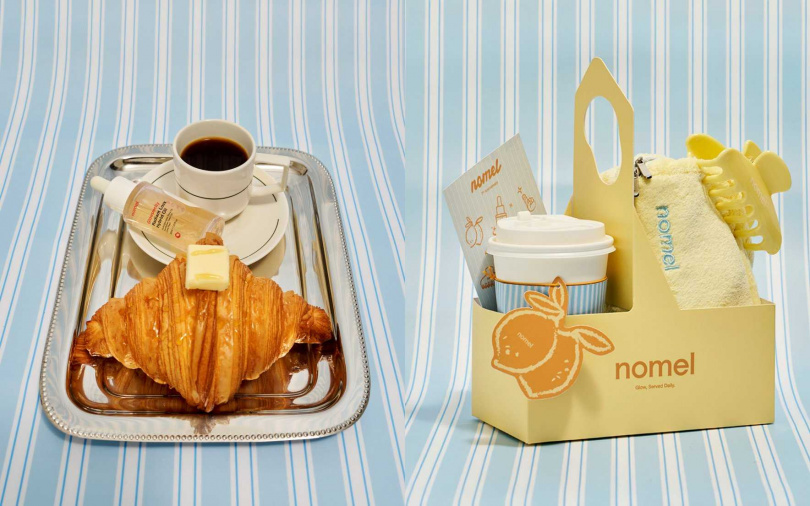 7/9-7/26期間凡至nomel Bakery期間限定烘焙坊購買nomel 限定套餐「檸檬雲朵可頌＋蜂蜜檸檬咖啡」，即可獲贈「煥光經典雙重煥顏油10ml」與「nomel七週年限量貼紙」。（圖／品牌提供）