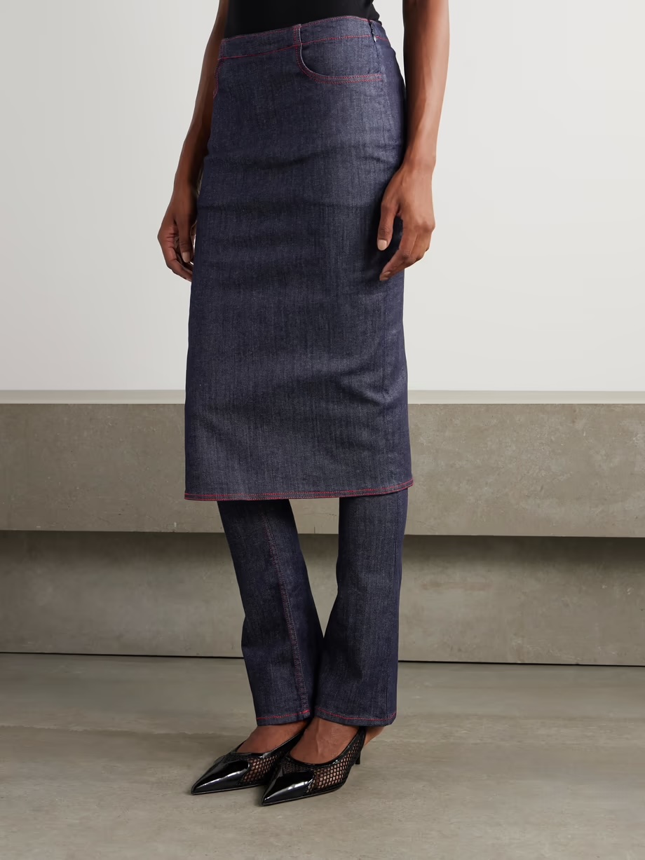 ALAÏA High-rise straight-leg layered jeans