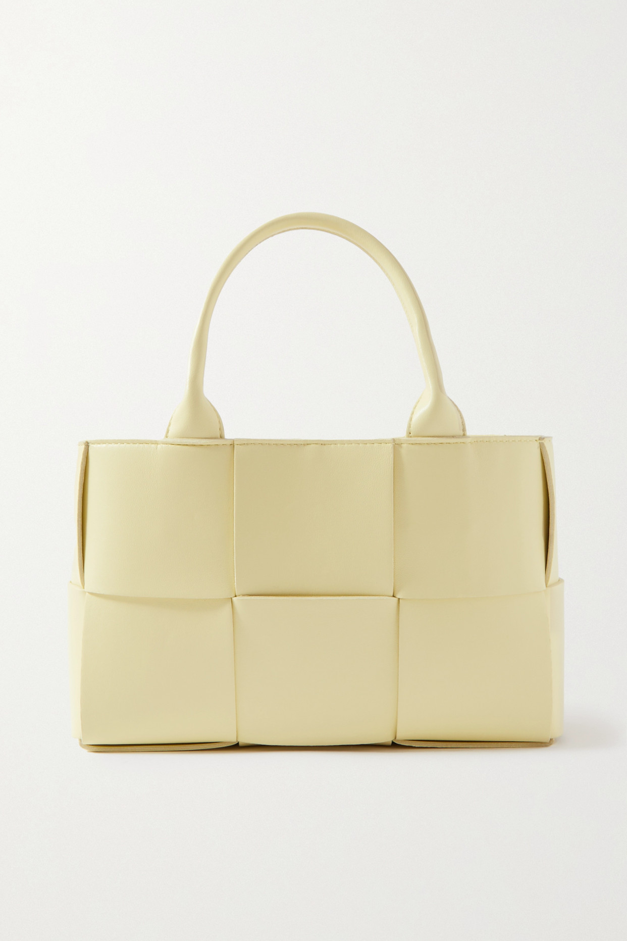 Bottega Veneta - Arco Mini Intrecciato Leather Tote - Pastel yellow - one size