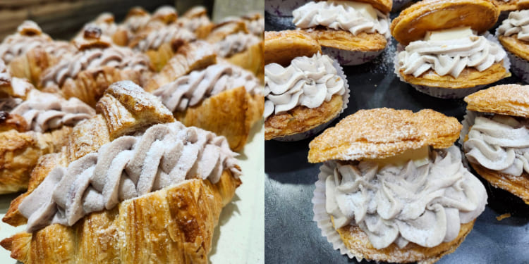 「白楊樹糕點舖」近期因為豐富的芋頭系列甜品而在社群爆紅，店家的芋泥吃起來綿密又不會過乾或過甜，就算吃多也不容易膩口，不論是芋泥貝殼餅、芋泥可頌、芋泥捲、芋泥波士頓派、日本十勝芋泥乳酪...都是太晚來就吃不到的人氣品項。