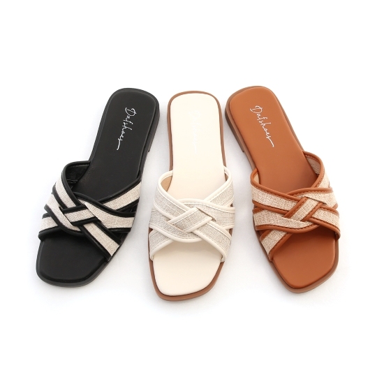 D+AF 海島渡假．草編麻花設計平底涼拖鞋 草編平底拖鞋推薦