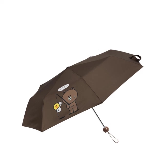 【野獸國】LINE FRIENDS 熊大&莎莉 造型傘頭摺疊傘（咖啡）