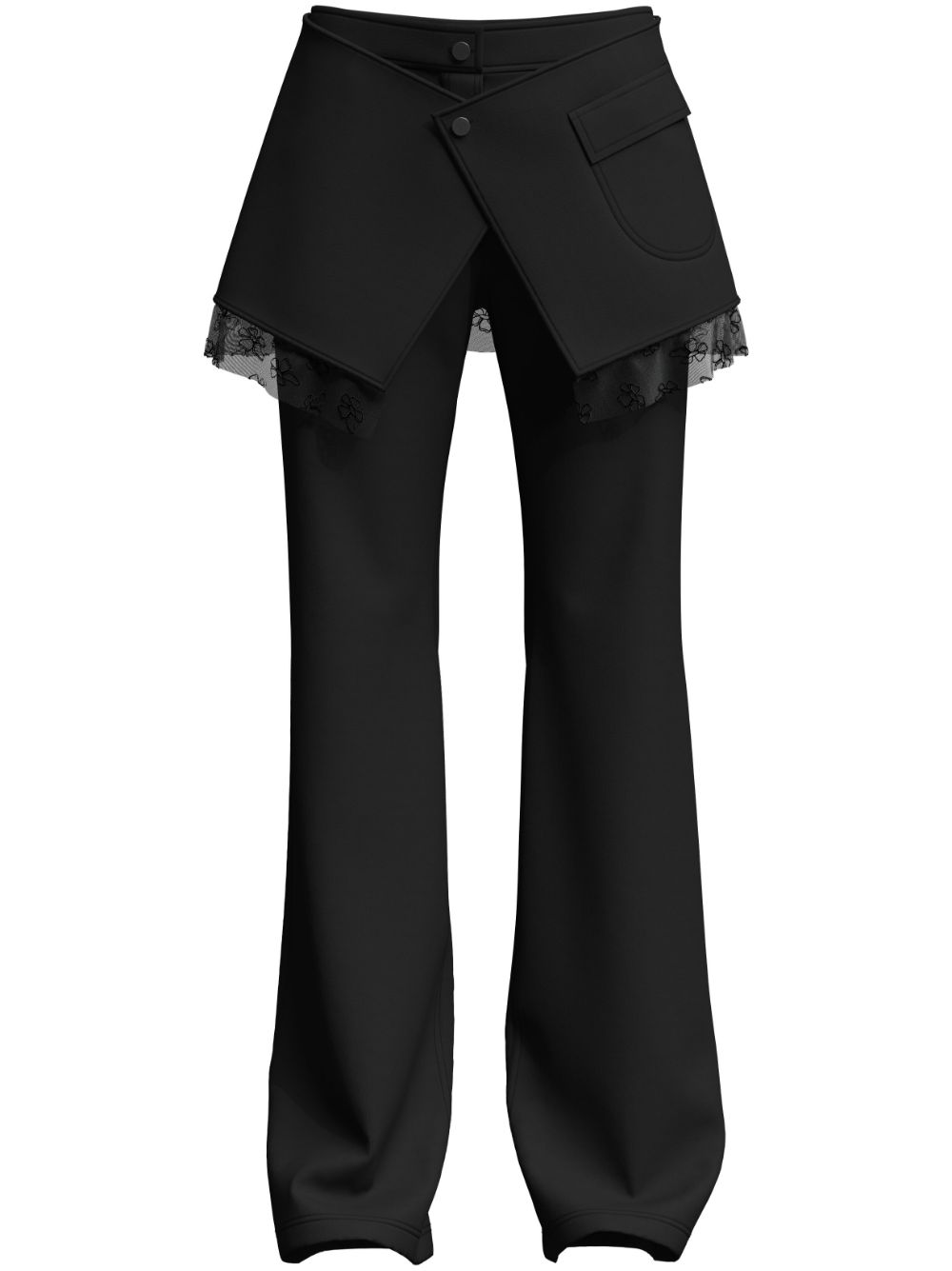 Margherita MACCAPANI - layered flared trousers - women - Elastane/Polyamide/Viscose - XL - Black