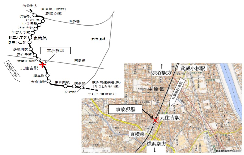 東急東橫線_列車事故_列車剎車不及造成前後車輛追撞事故