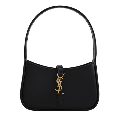 YSL 710318 Le 5À7 品牌LOGO勾釦迷你手袋/單肩包.黑