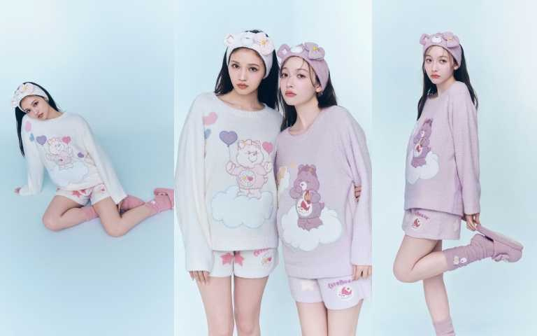 SNIDEL HOME × Care Bears™ 刺繡針織上衣 /2,580元、刺繡針織短褲 /1,890元（圖／品牌提供）