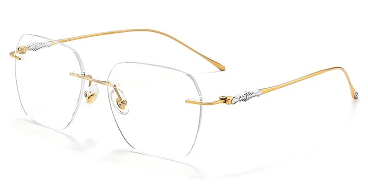 近期在時尚圈再度翻紅的無框眼鏡，早已擺脫了過去嚴肅或老氣的刻板印象，反而成為打造出「精緻知識份子風」或「無性別穿搭」的點綴配飾。由於有著透明感與輕盈視覺，不用怕會遮蓋臉部線條，反而更能優化五官的深邃。你可大膽配戴金屬耳環或細項鍊...等珠寶飾品與之呼應，營造出一種帶點叛逆又冷靜的未來感。