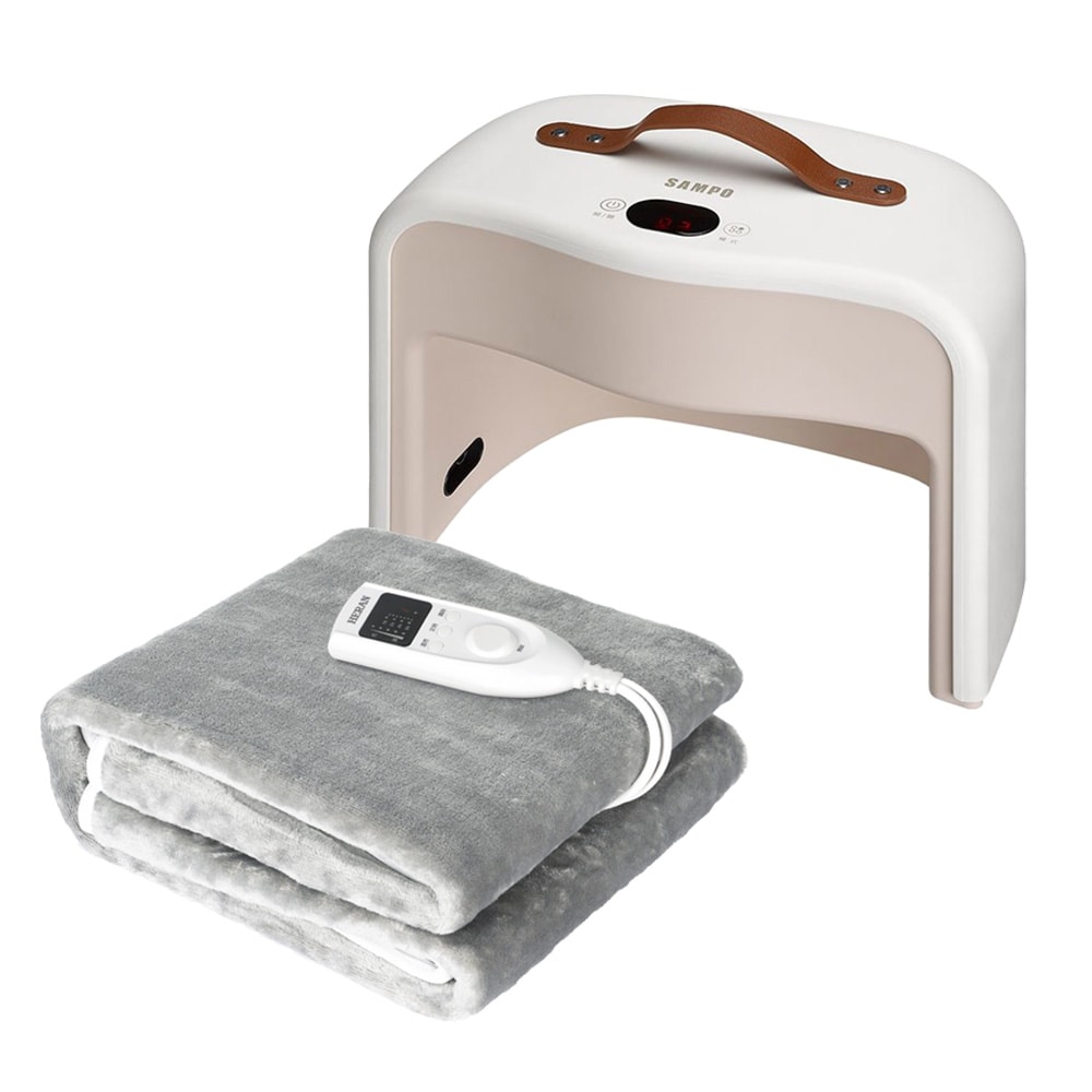 【SAMPO 聲寶】陶瓷式智能暖足機 HX-LD02G+【禾聯】單人電熱毯HEB-06N3