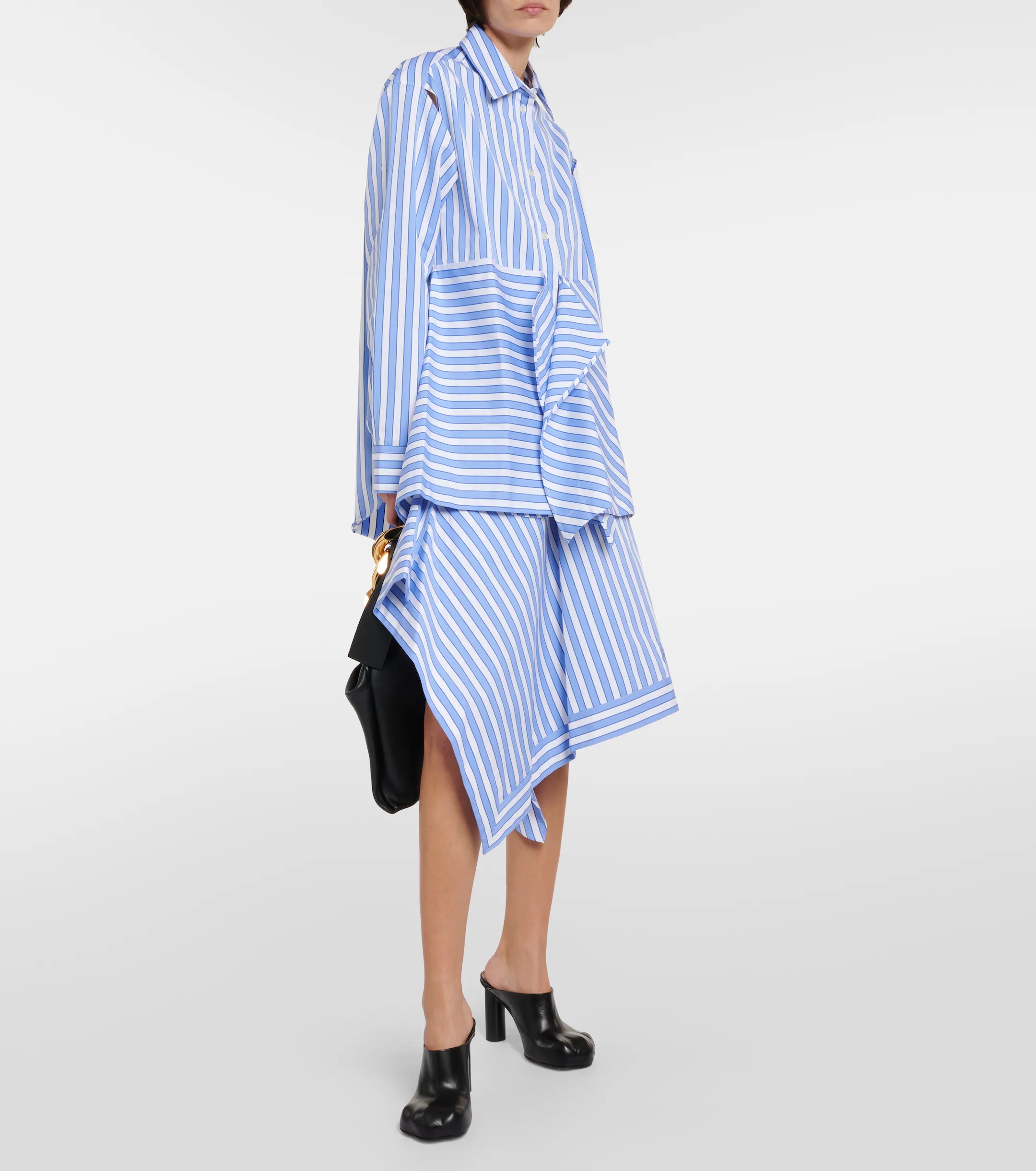 JW ANDERSON Striped peplum cotton shirt