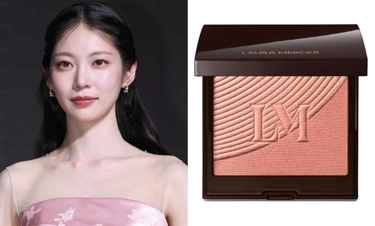 LAURA MERCIER 輕肌漂染頰彩裸光雙效盤 #MIMOSA 5g／1,550元（圖／取自yyunyeong_ IG、品牌提供）