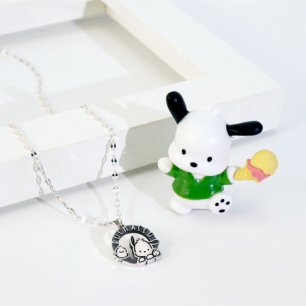 【STORY故事銀飾】Pochacco經典系列-帕恰狗圓牌label純銀項鍊