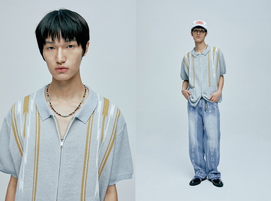 Navajo Boucle Knit Cardigan Canal Blue