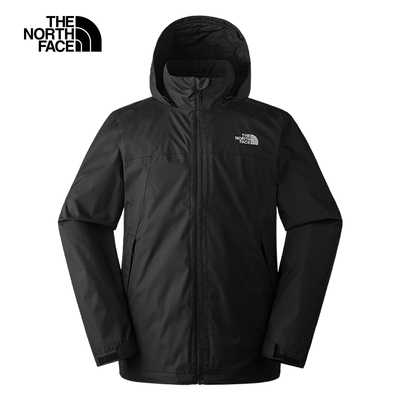 【The North Face 官方旗艦】北面男款黑色DryVent防水透氣可調節收納連帽衝鋒衣｜88FRJK3