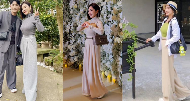 美鳳姐經常選擇高腰寬褲來打造穿搭，不僅舒適自在，還能有效拉長腿部比例，瞬間顯高又顯瘦。寬褲的流暢線條搭配高腰設計，不論是配襯衫、T 恤、貼身毛衣還是西裝外套，都能輕鬆營造俐落又優雅的造型感。