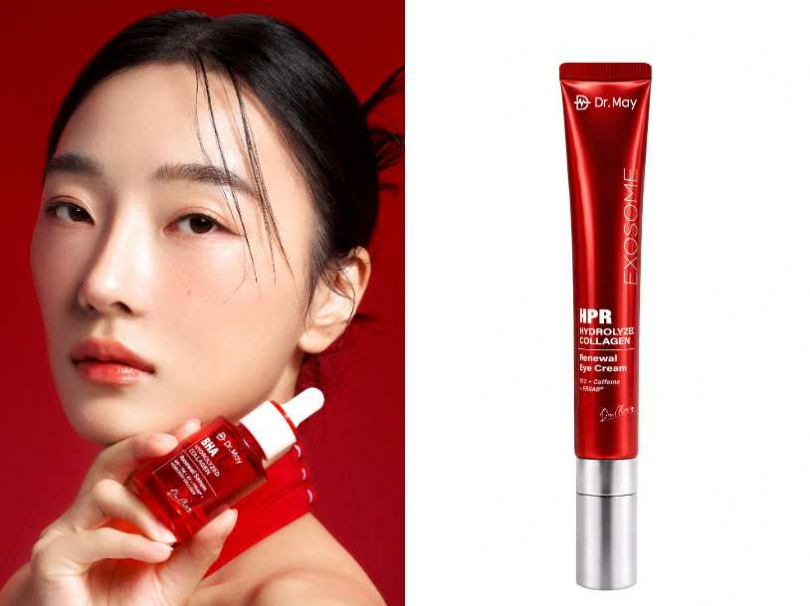 Dr. May 美博士 紅外泌膠原精華 30ml／1,980元、Dr. May 美博士 紅膠原新生撫紋眼霜（紅熨斗） 20ml／1,980元（圖／品牌提供）