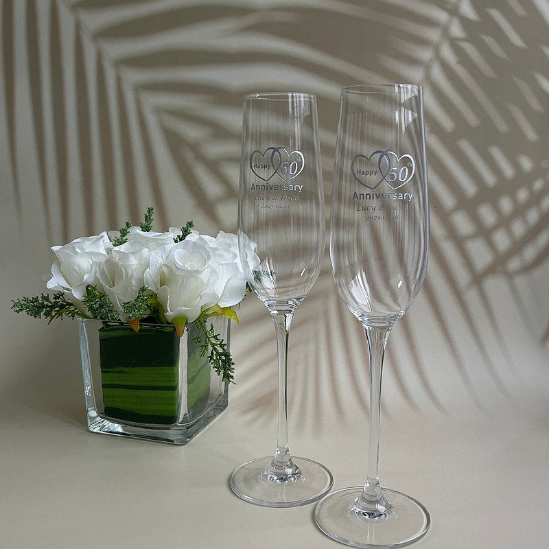 情侶禮物| 訂製結婚紀念香檳對杯 文字雕刻禮物週年紀念禮物