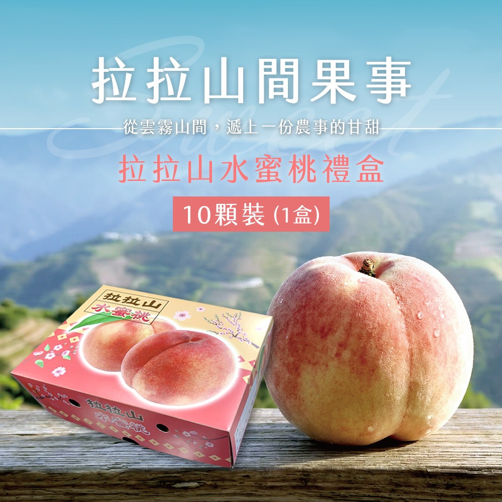 【拉拉山間果事】拉拉山水蜜桃禮盒10顆裝x1盒(淨重1.35kg/盒_媽媽桃五月桃)