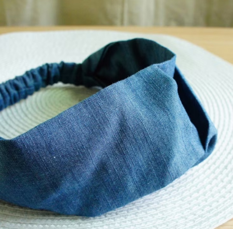 ：牛仔布手工製作的髮帶