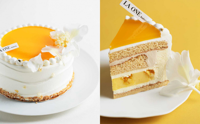 LA ONE 十薰茉莉百香慕斯蛋糕入口時先以果酸與脆感打開味覺，隨後回歸蜂蜜與香草的柔和收尾。（圖／品牌提供）