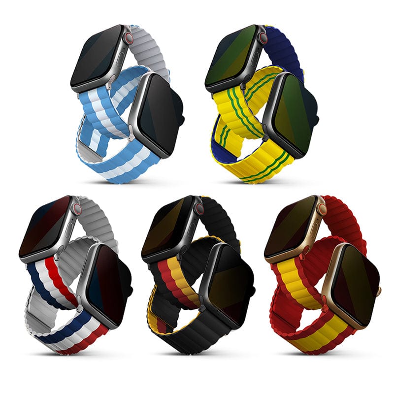 Apple Watch 42/44/45/49mm 共用款 Revix 雙色防水矽膠磁吸錶帶『世足賽限定版』 阿根廷白 42(1-3代)/44/45/46/49mm 共用款