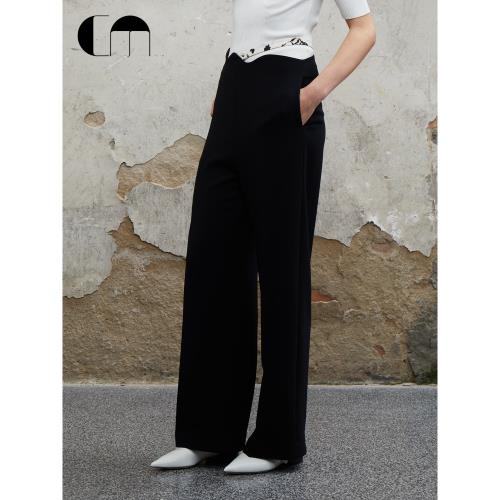 呂燕秋冬女裝黑色直筒褲設計師