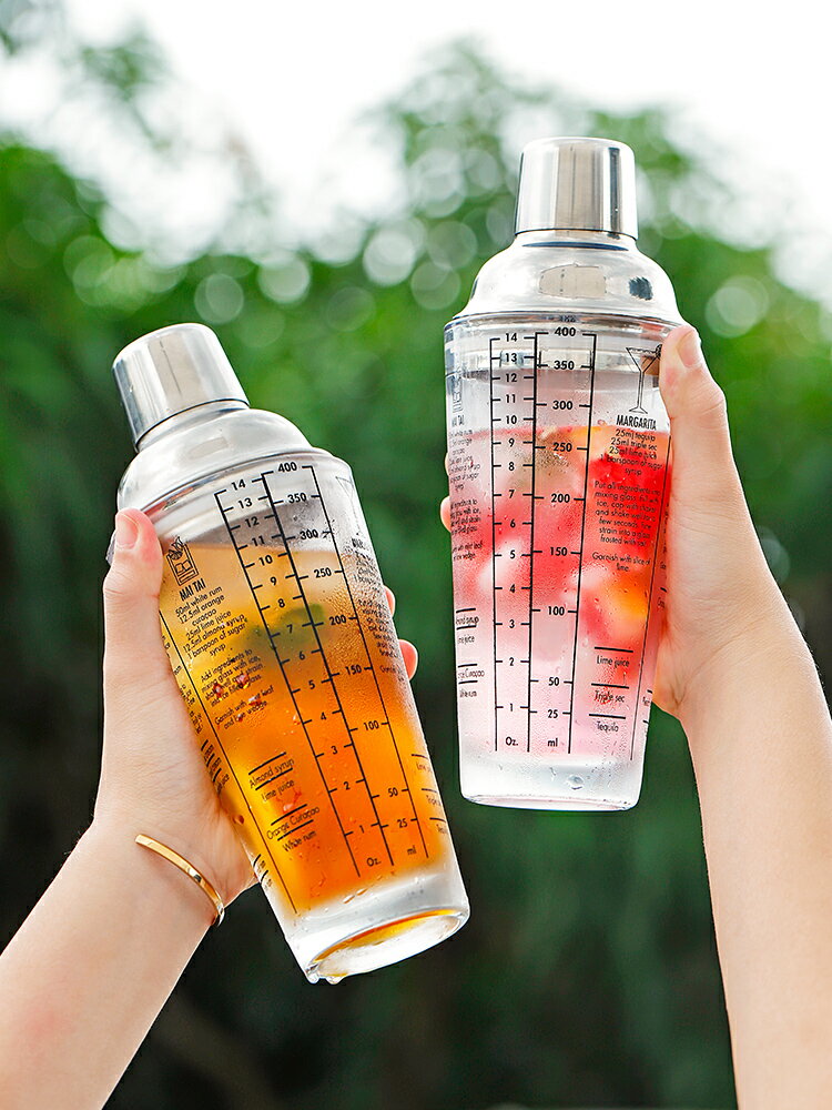 玻璃雪克杯奶茶店專用手搖調酒杯調酒器套裝搖杯工具帶刻度水杯子