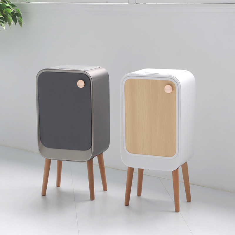 ELPHECO 不鏽鋼高腳雙開除臭感應垃圾桶20L ELPH887U - 灰色