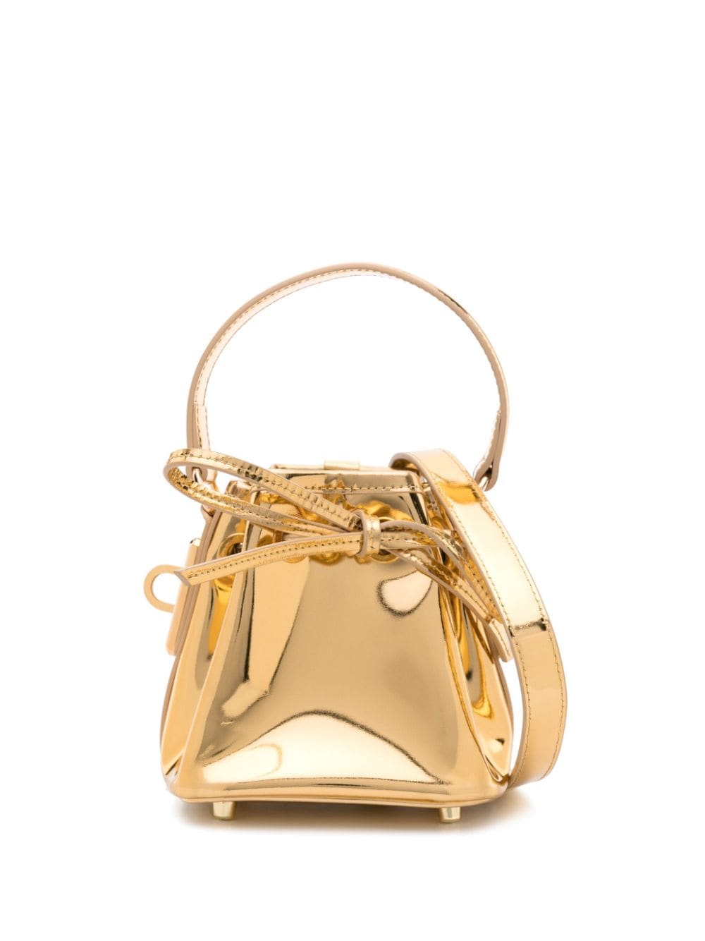 Alexandre Vauthier - mini patent-leather crossbody bag - women - Patent Calf Leather - One Size - Gold