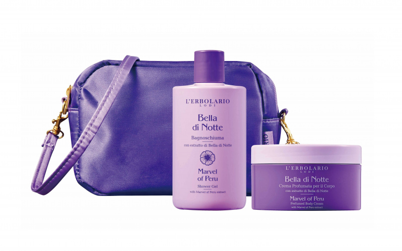 母親節限定的紫茉花語香氛組，內含沐浴膠300ml+潤膚霜250ml+化妝包，優惠價只要1,880元！（圖／品牌提供）