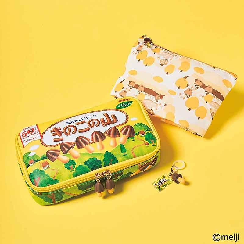 明治香菇造型餅乾收納包2入組＆造型吊飾