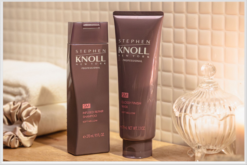 STEPHEN KNOLL史蒂芬諾爾沙龍質感洗髮露270ml / 650元、沙龍質感修護髮膜220g / 900元，共推出輕盈彈護、自然整護及柔潤養護3種選擇。圖為專為粗硬髮設計的粉紅色，STEPHEN KNOLL史蒂芬諾爾 沙龍質感柔潤養護洗髮露270ml / 650元。STEPHEN KNOLL史蒂芬諾爾 沙龍質感柔潤光采修護髮膜220g / 900元。（圖／品牌提供）