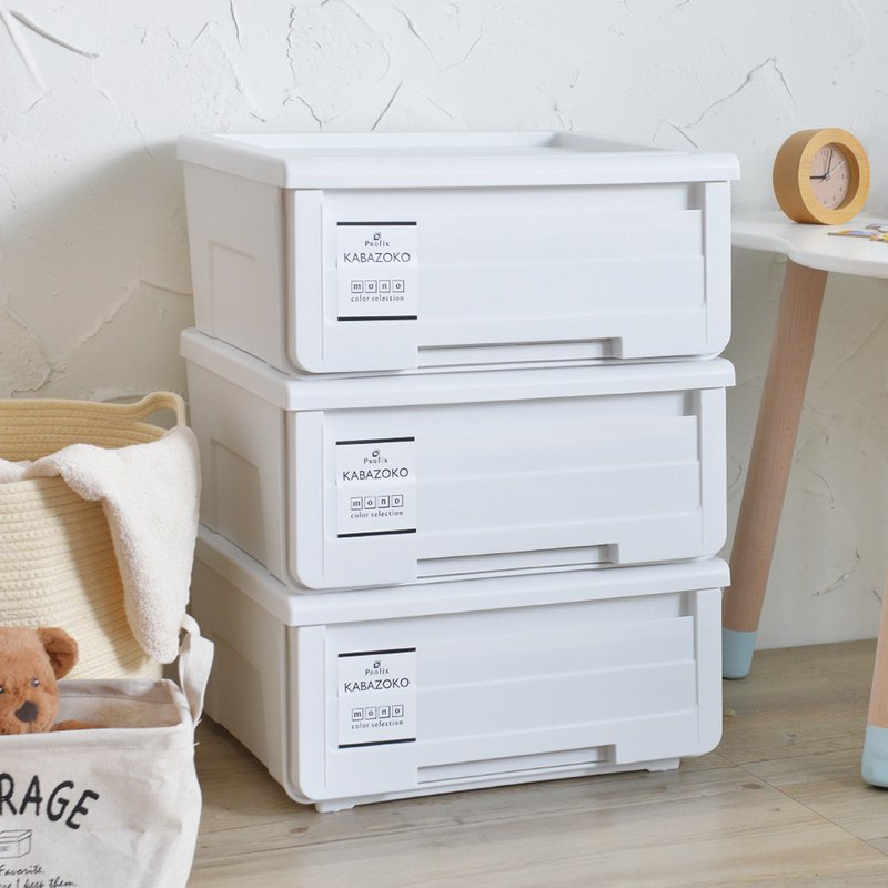 日本天馬 河馬口MONO純白系抽屜收納箱-寬45CM-3入