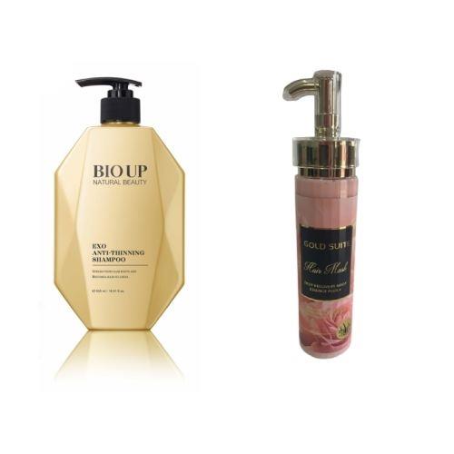 【1+1抗漲配】BIO UPX GOLD SUITE輕盈蓬鬆絲組(BIOUP洗髮精X2+GOLD SUITE髮膜X5)