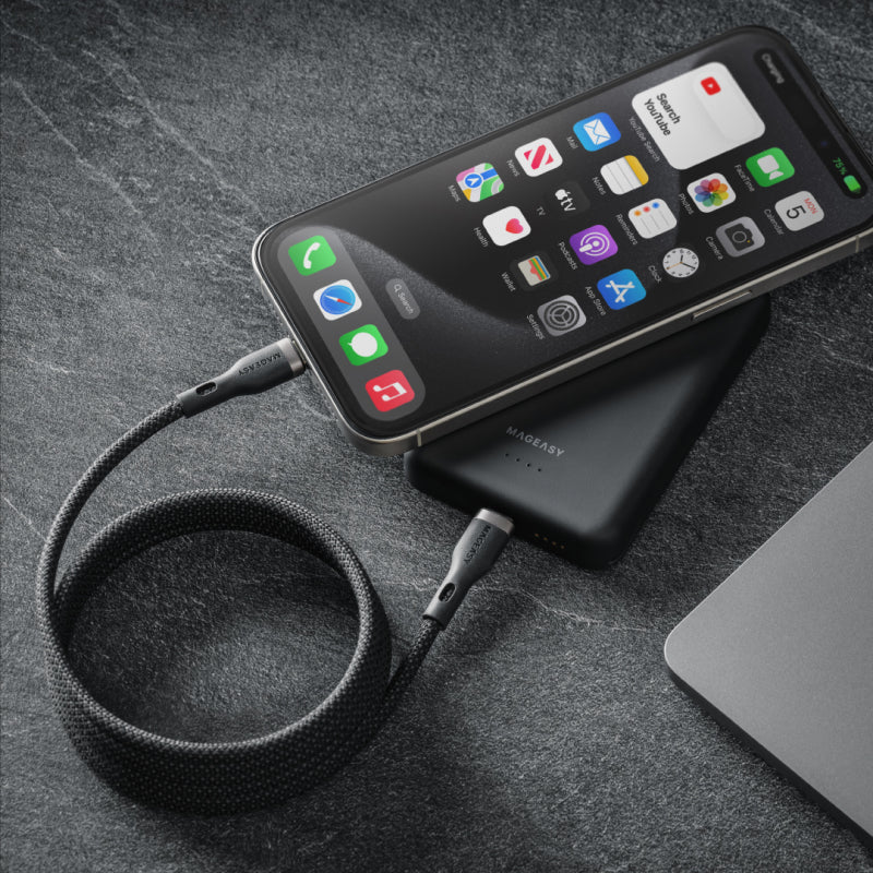 Magnetic Wire 240W｜2M 磁吸快充/傳輸編織線(USB-C to USB-C) 灰色/Gray