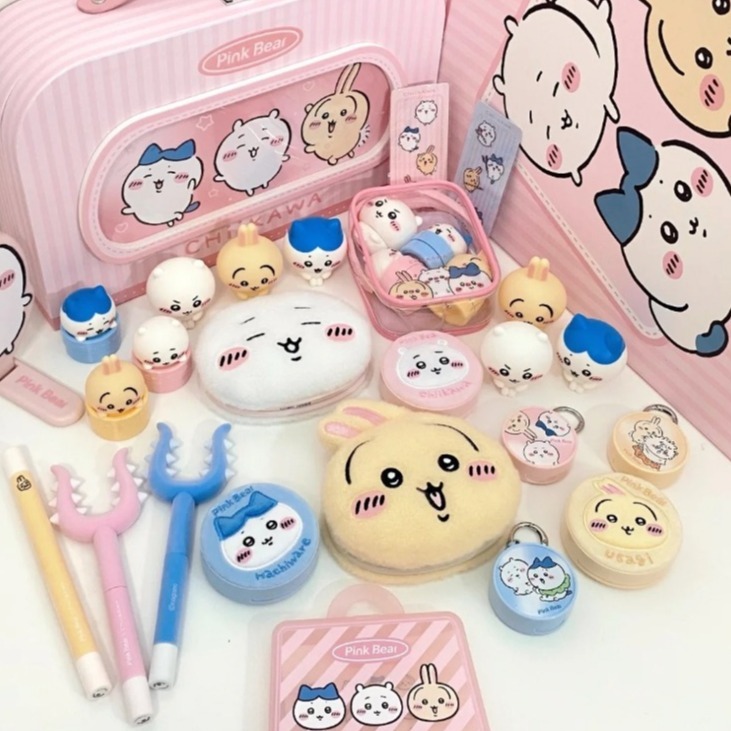 [快速出貨]【PINKBEAR 皮可熊】吉伊卡哇系列 CHIIKAWA 口紅眼影腮紅唇泥氣墊粉餅 小紅書推薦