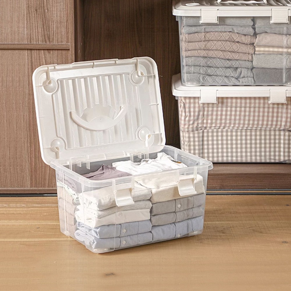 日本 天馬 手提式掀蓋收納整理箱(附輪)-35L-3入